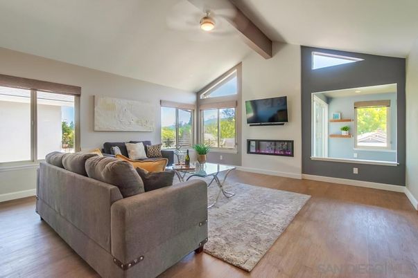 Interior, Living room, Recessed Lighting, Wooden Beams, Wood Texture Flooring