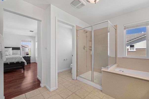 Bathroom, Bedroom, Glass Shower, Interior, Wood Texture Flooring