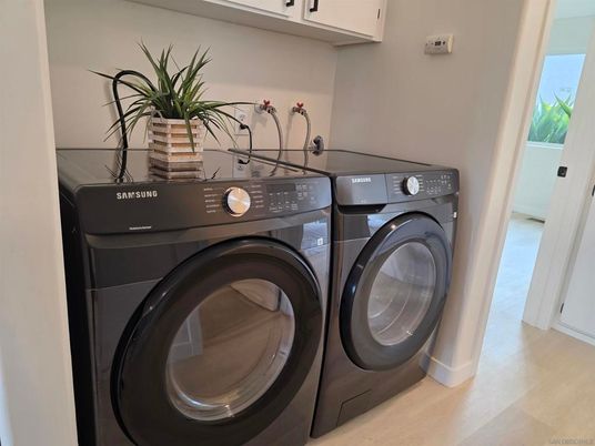 Interior, Washer, Wood Texture Flooring