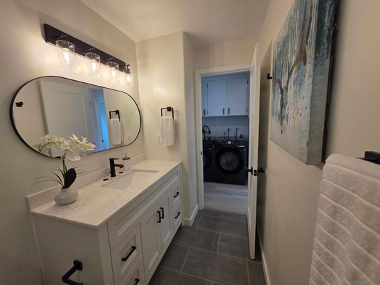 Bathroom, Dual Sink Vanities, Interior, Washer