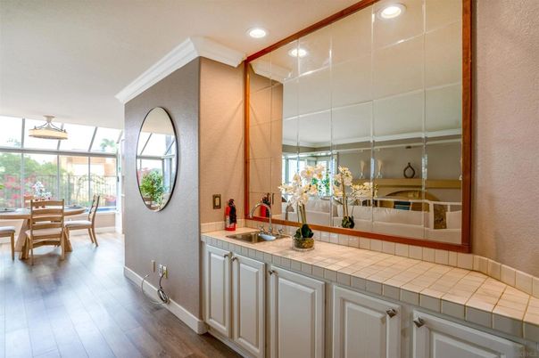 Dining room, Interior, Recessed Lighting, Wood Texture Flooring