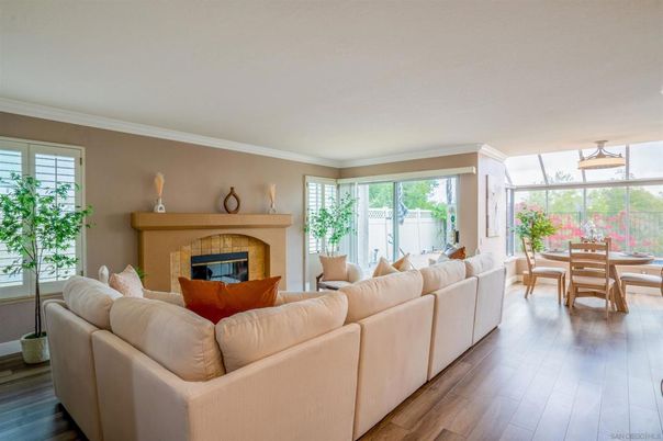 Dining room, Fireplace, Interior, Living room, Wood Texture Flooring