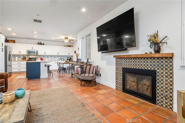 Dining room, Fireplace, Interior, Kitchen, Recessed Lighting