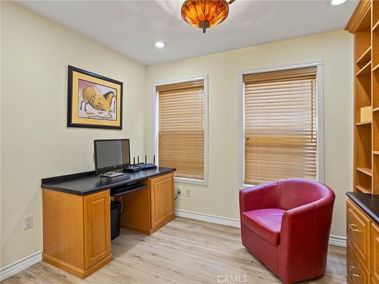 Home Office, Interior, Recessed Lighting, Wood Texture Flooring