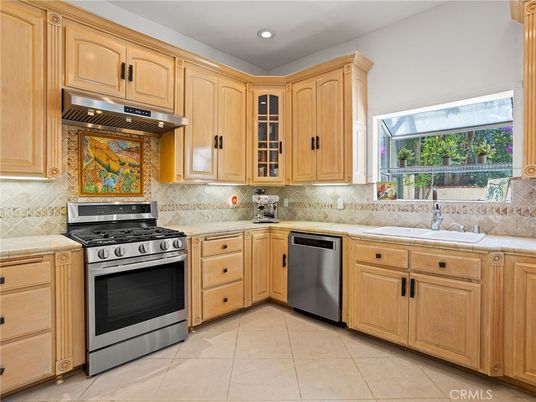 Interior, Kitchen, Recessed Lighting, Stainless Steel Appliances, Tile Countertops