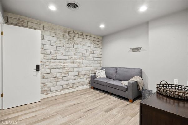 Interior, Recessed Lighting, Stone Walls, Wood Texture Flooring