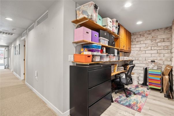 Interior, Recessed Lighting, Stone Walls, Wood Texture Flooring