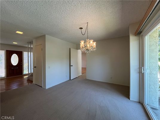Chandelier, Empty room, Interior, Recessed Lighting, Wood Texture Flooring
