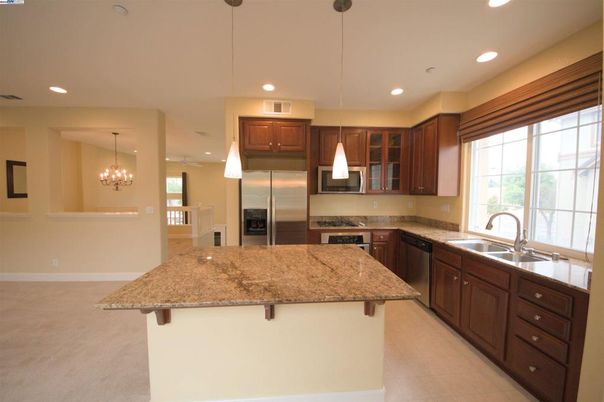 Chandelier, Interior, Kitchen, Pendant Lights, Recessed Lighting, Stainless Steel Appliances