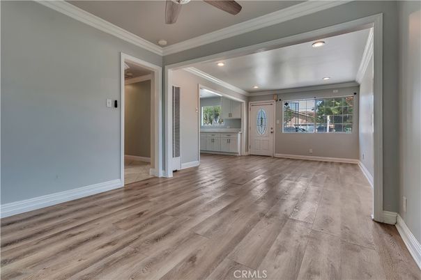 Empty room, Interior, Recessed Lighting, Wood Texture Flooring