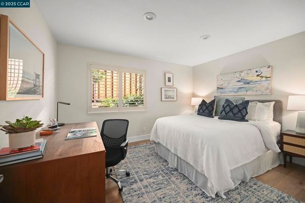Bedroom, Home Office, Interior, Recessed Lighting, Wood Texture Flooring