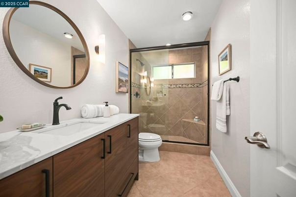 Bathroom, Glass Shower, Interior, Recessed Lighting