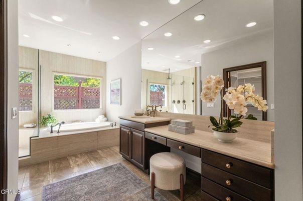Bathroom, Dual Sink Vanities, Glass Shower, Interior, Recessed Lighting