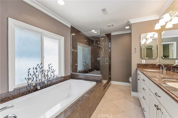 Bathroom, Dual Sink Vanities, Glass Shower, Interior, Recessed Lighting