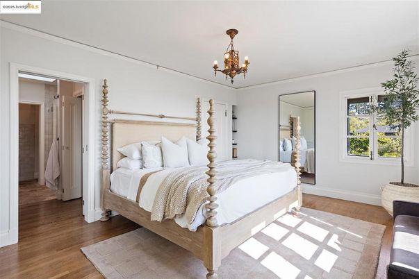 Bedroom, Chandelier, Interior, Wood Texture Flooring
