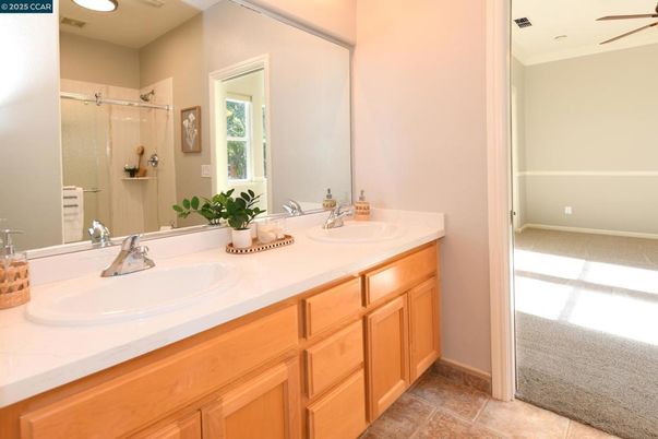 Bathroom, Dual Sink Vanities, Glass Shower, Interior, Recessed Lighting