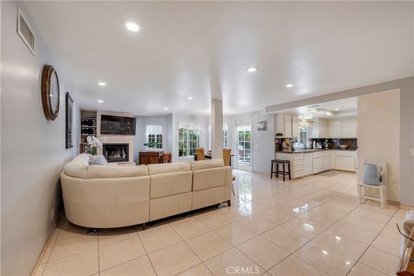 Fireplace, Interior, Kitchen, Living room, Recessed Lighting