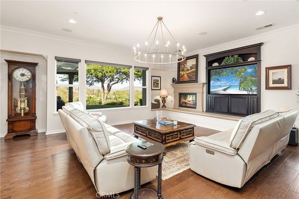 Fireplace, Interior, Living room, Pendant Lights, Recessed Lighting, Wood Texture Flooring