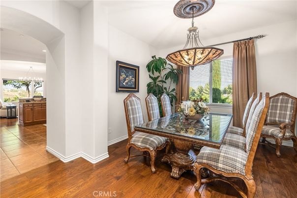 Chandelier, Dining room, Interior, Pendant Lights, Wood Texture Flooring