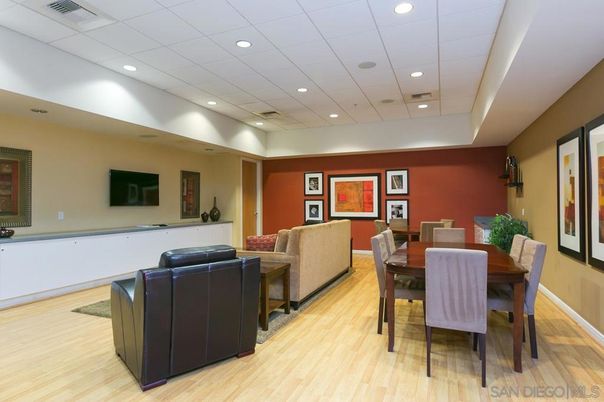 Dining room, Interior, Living room, Recessed Lighting, Wood Texture Flooring