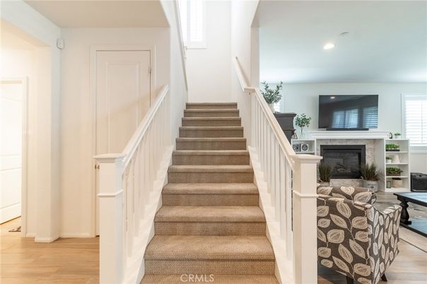 Fireplace, Interior, Recessed Lighting, Wood Texture Flooring