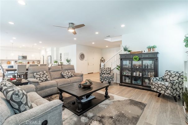 Dining room, Interior, Kitchen, Living room, Recessed Lighting, Wood Texture Flooring