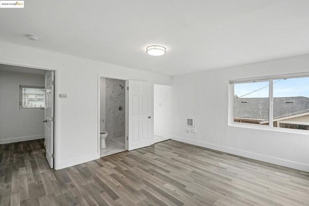 Bathroom, Empty room, Interior, Marble Walls, Wood Texture Flooring