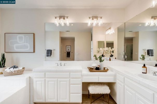 Bathroom, Dual Sink Vanities, Interior, Tile Countertops