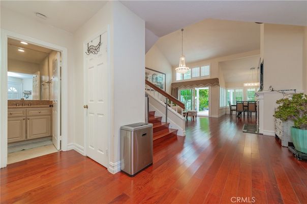 Dining room, Interior, Pendant Lights, Recessed Lighting, Wood Texture Flooring