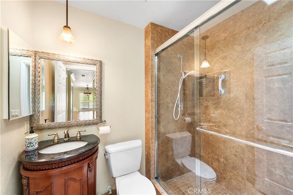 Bathroom, Glass Shower, Interior, Pendant Lights