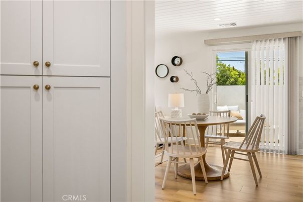 Dining room, Interior, Recessed Lighting, Wood Texture Flooring