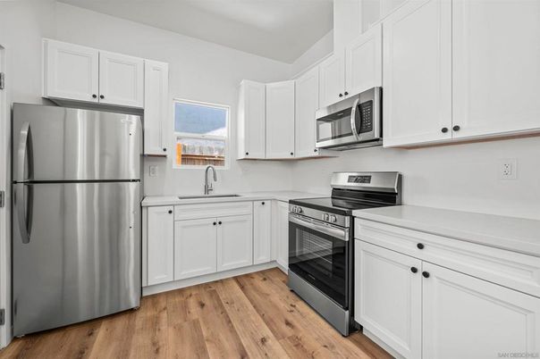 Interior, Kitchen, Stainless Steel Appliances, Wood Texture Flooring