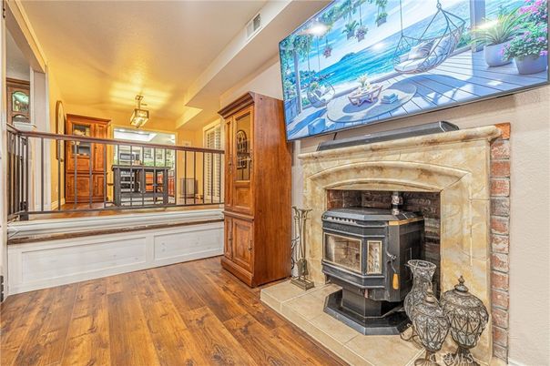 Fireplace, Interior, Wood Texture Flooring