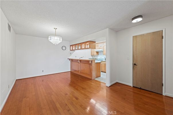 Chandelier, Empty room, Interior, Kitchen, Wood Texture Flooring