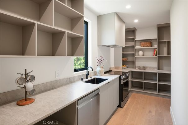 Interior, Kitchen, Recessed Lighting, Wood Texture Flooring