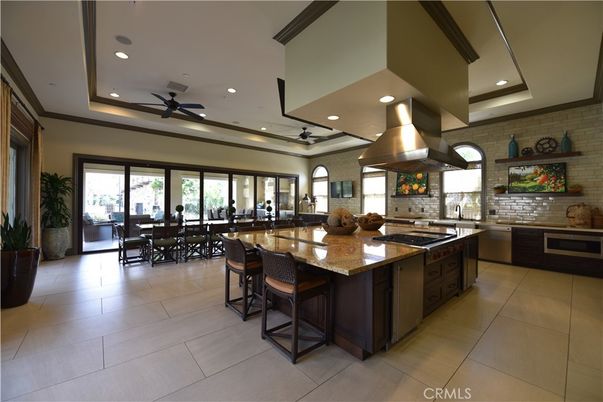 Dining room, Interior, Kitchen, Recessed Lighting, Stainless Steel Appliances, Stone Walls