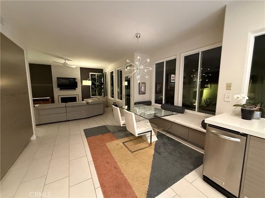 Dining room, Fireplace, Interior, Kitchen, Living room, Pendant Lights
