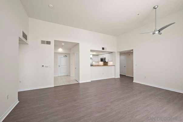 Empty room, Interior, Kitchen, Recessed Lighting, Wood Texture Flooring
