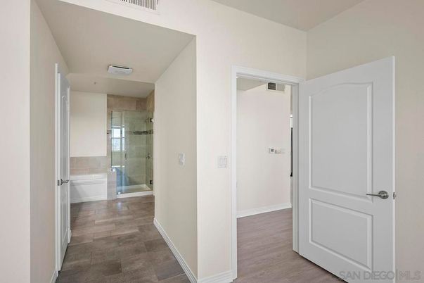 Bathroom, Glass Shower, Interior, Wood Texture Flooring