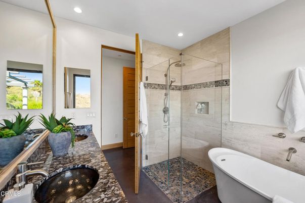 Bathroom, Dual Sink Vanities, Free Standing Baths, Glass Shower, Interior, Recessed Lighting