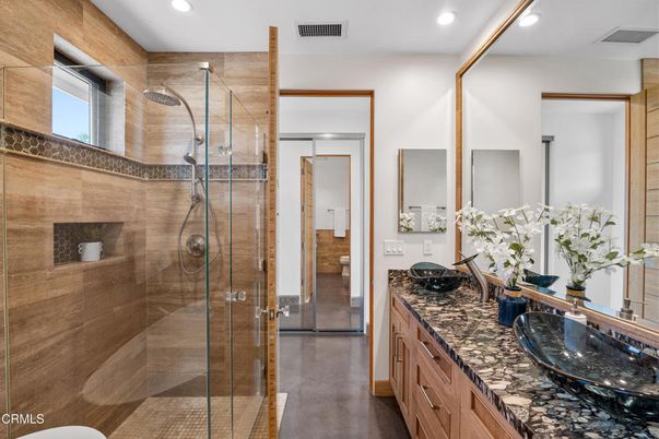Bathroom, Dual Sink Vanities, Glass Shower, Interior, Recessed Lighting