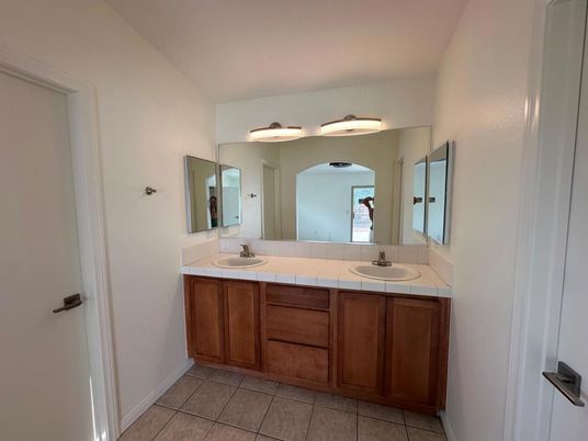 Bathroom, Dual Sink Vanities, Interior, Tile Countertops