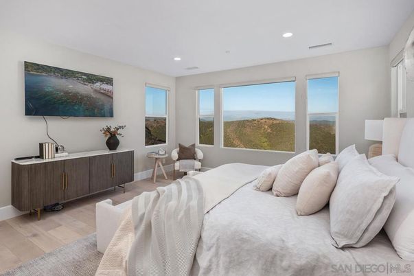 Bedroom, Interior, Recessed Lighting, Water, Wood Texture Flooring