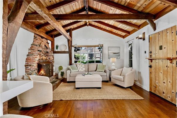 Fireplace, Interior, Living room, Stone Walls, Wooden Beams, Wooden Ceilings, Wood Texture Flooring