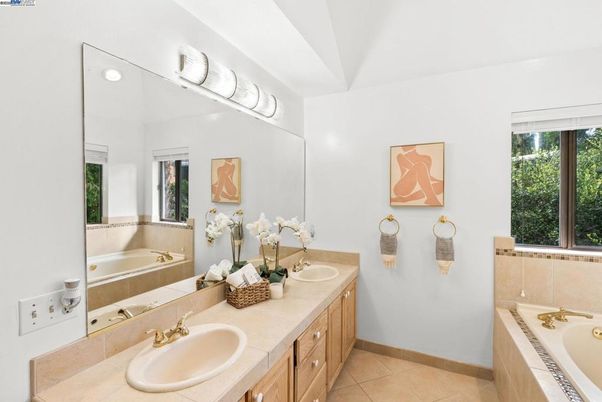 Bathroom, Dual Sink Vanities, Interior, Tile Countertops