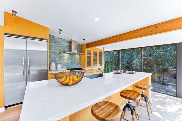 Interior, Kitchen, Recessed Lighting, Stainless Steel Appliances, Wooden Beams, Wood Texture Flooring
