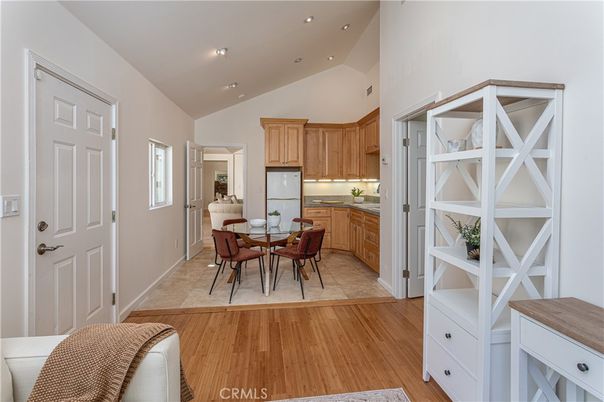 Dining room, Interior, Kitchen, Recessed Lighting, Wood Texture Flooring