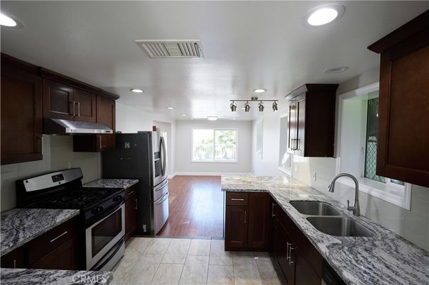Interior, Kitchen, Recessed Lighting, Wood Texture Flooring