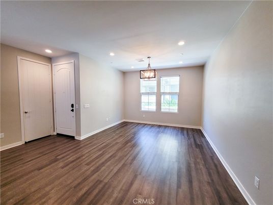 Empty room, Interior, Pendant Lights, Recessed Lighting, Wood Texture Flooring