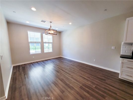 Empty room, Interior, Pendant Lights, Recessed Lighting, Wood Texture Flooring